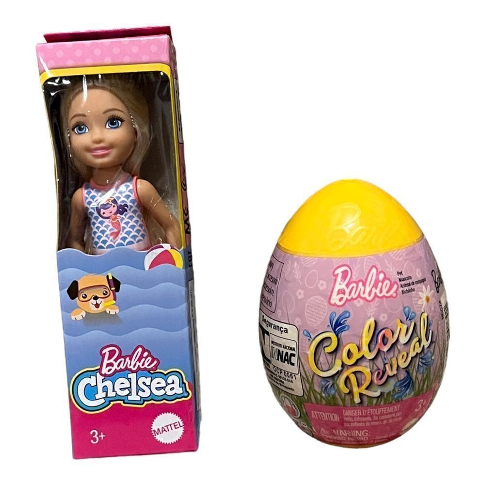 Barbie Pets Color Reveal Orange Easter Egg and Chelsea Doll Lot of Two New
